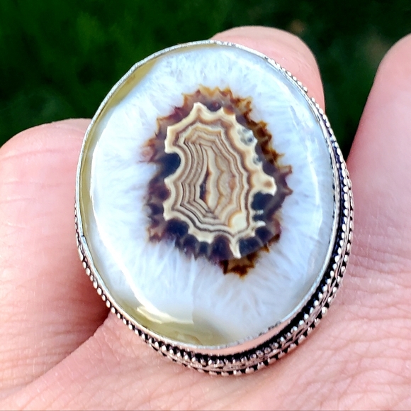 New Oversized Solar Agate 925 Silver Statement Ring. - Picture 3 of 15